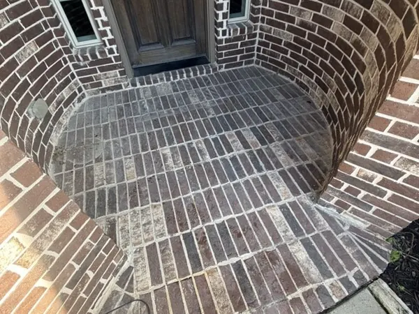 Brick front entry, before cleaning